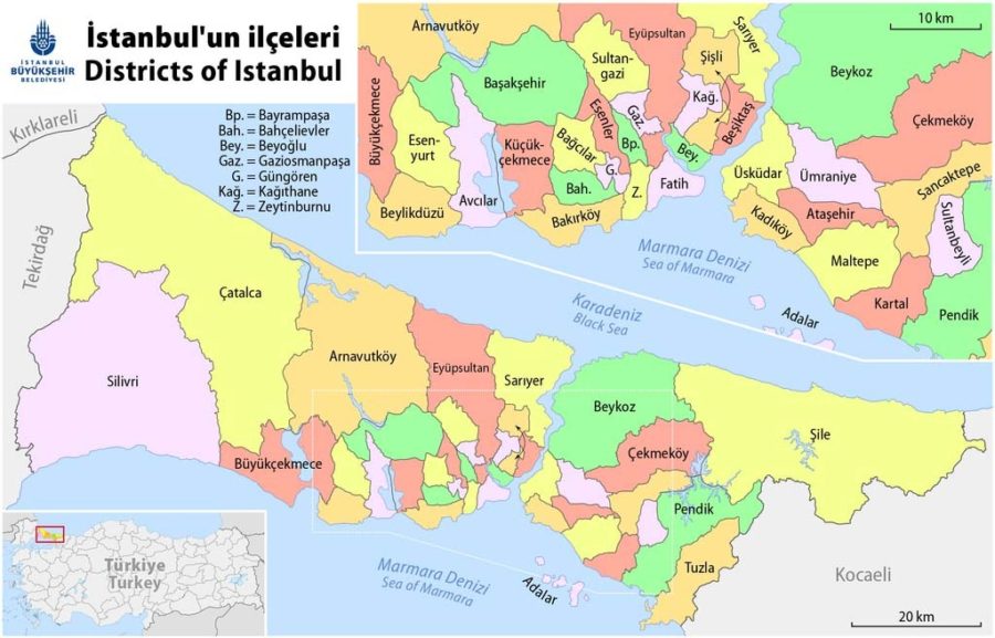 карта районов стамбула